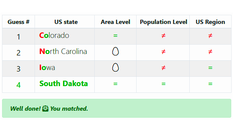 Guess the US State G.A.M.E. sample