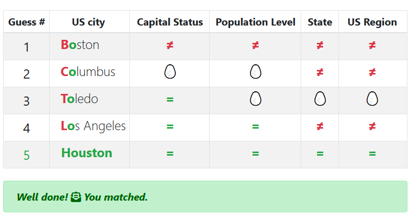 Guess the US City - sample play