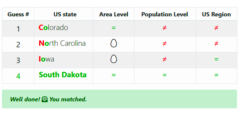 Guess the US State - sample play